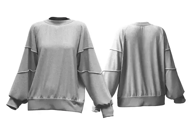 Heavy Rib Knit Sweatshirt 3D model CLO MD FBX OBJ