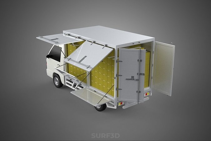 DELIVERY BOX TRUCK FREIGHT SHIPPING CARGO TRAILER CONTAINER CAR 3D model