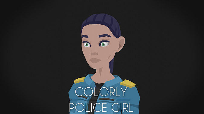 Colorly - Police Girl - Game Ready - Rigged - Customizable Low-poly 3D model