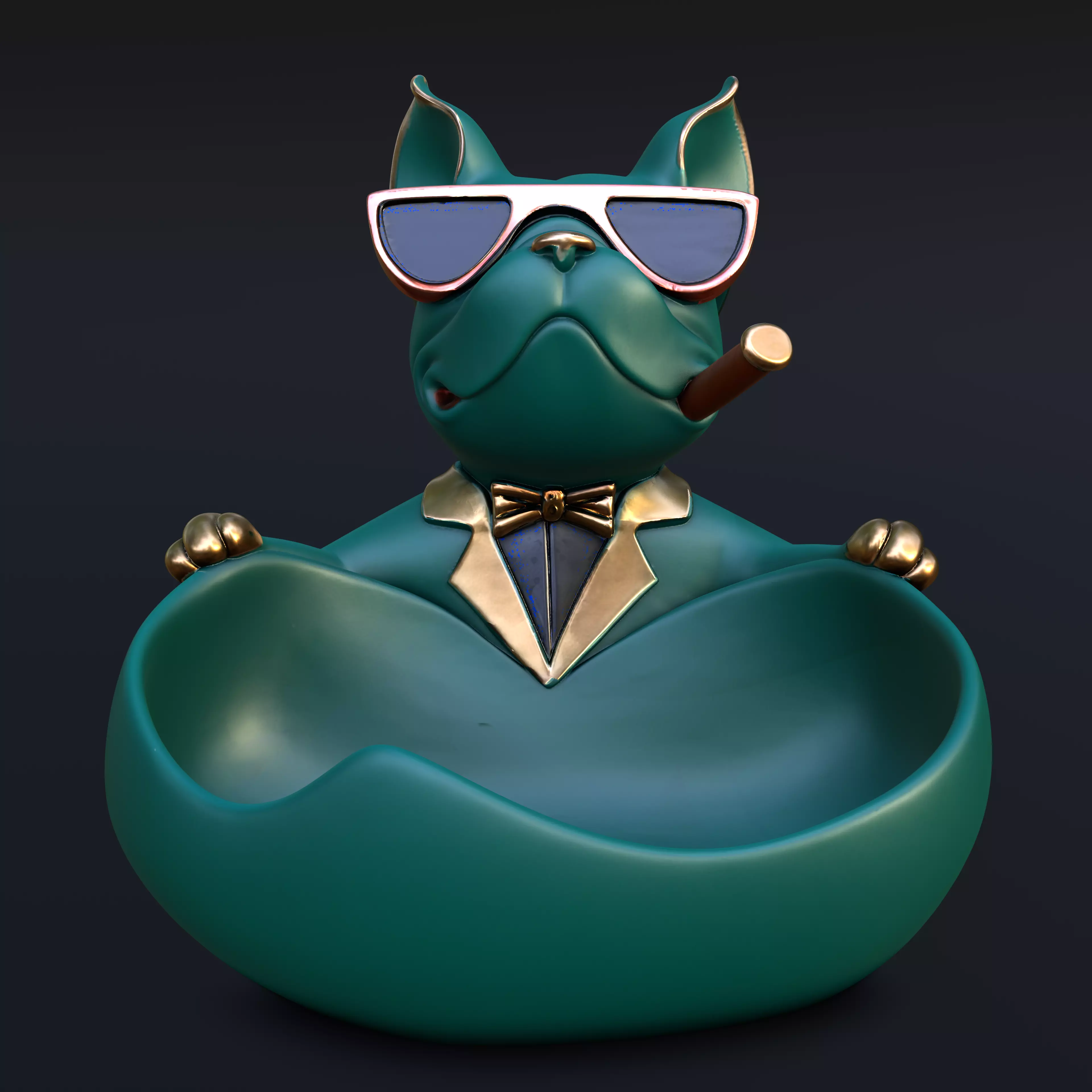 Bulldog Butler Bowl 3D print model_0