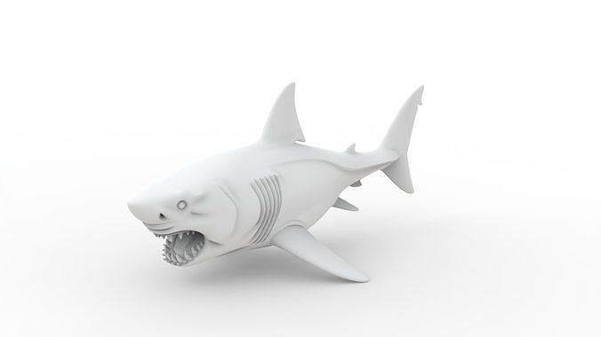 Great White Shark 3D Print Model Fierce Attack Pose for Printing 3D print model