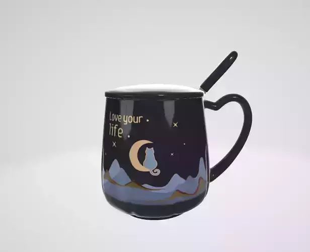 Coffee Mug with Lid and Spoon
