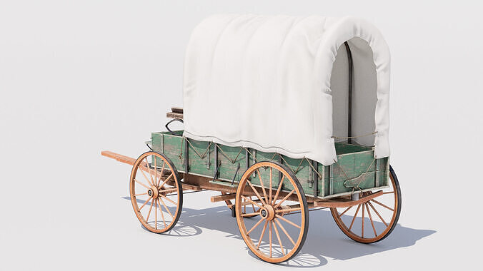 Covered Wagon 01 Low-poly 3D model 7