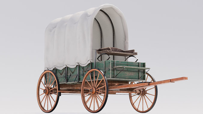 Covered Wagon 01 Low-poly 3D model 3