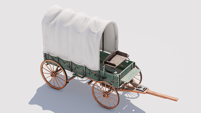 Covered Wagon 01 Low-poly 3D model 4