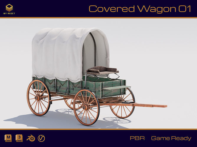 Covered Wagon 01 Low-poly 3D model