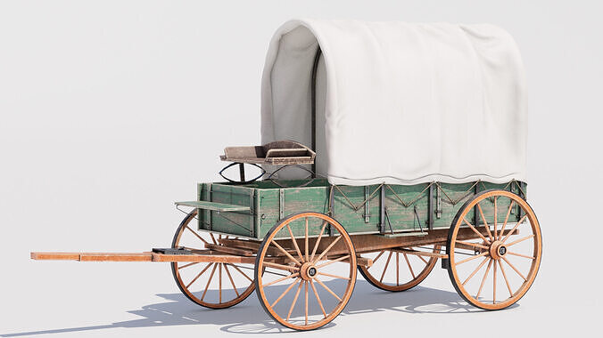 Covered Wagon 01 Low-poly 3D model 6