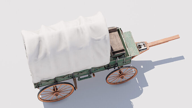 Covered Wagon 01 Low-poly 3D model 5