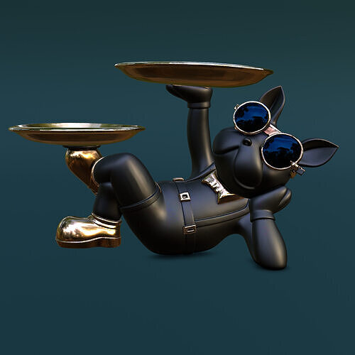 Bulldog Butler with Double Tray 3D print model
