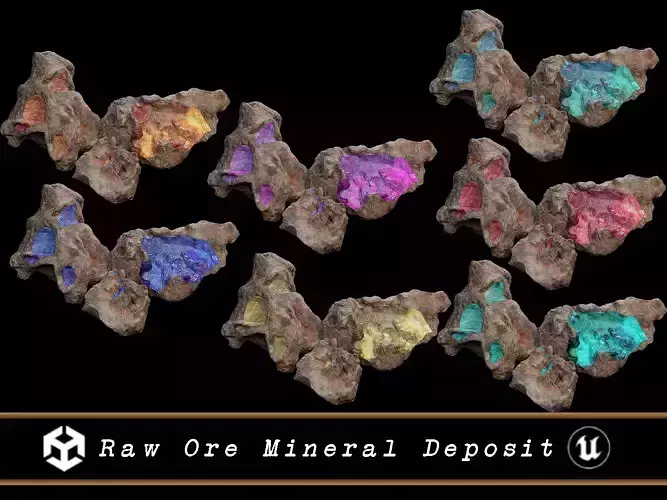 Raw Ore Mineral Deposit - 7 Color Variations 