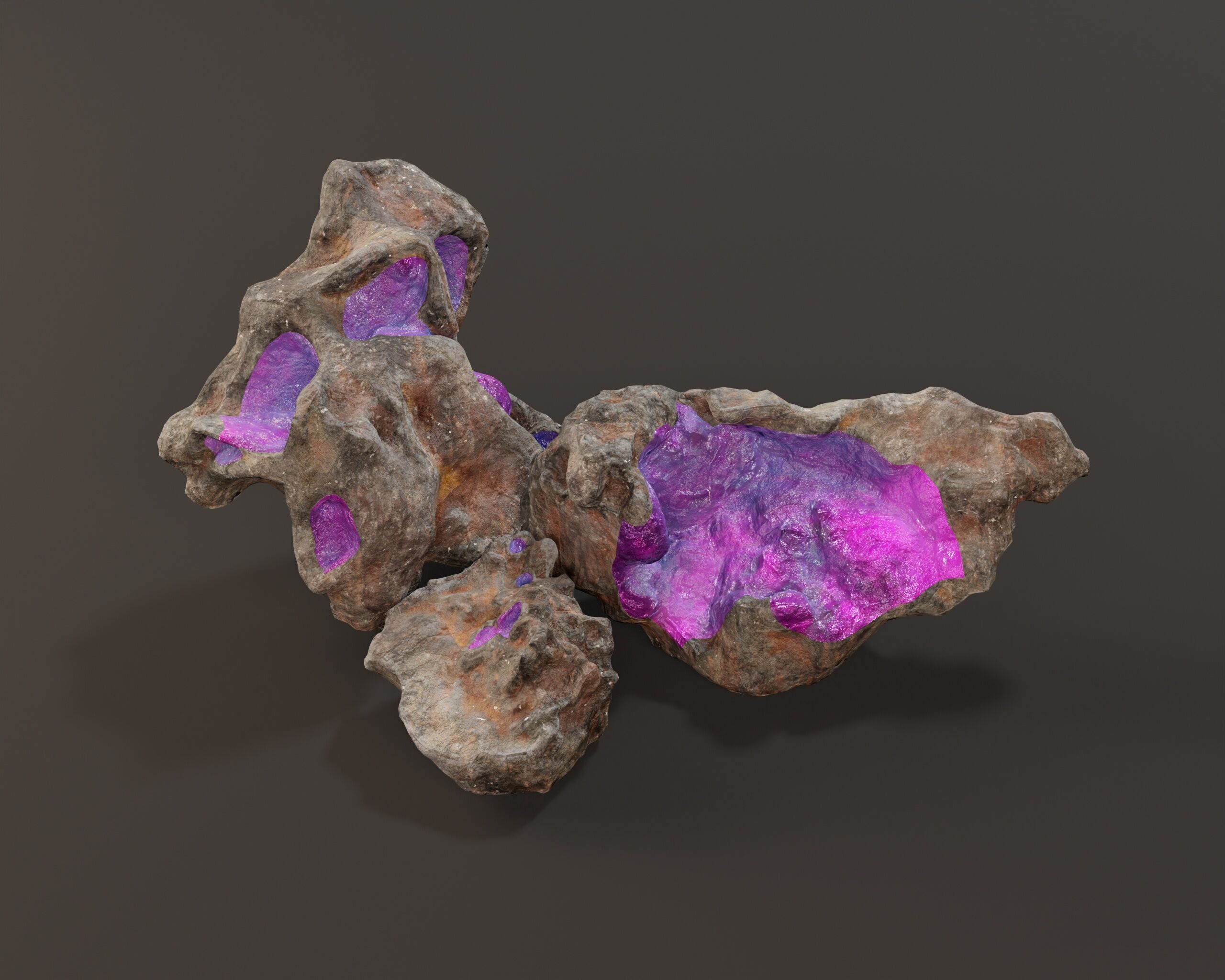 Raw Ore Mineral Deposit - 7 Color Variations Low-poly 3D model_10