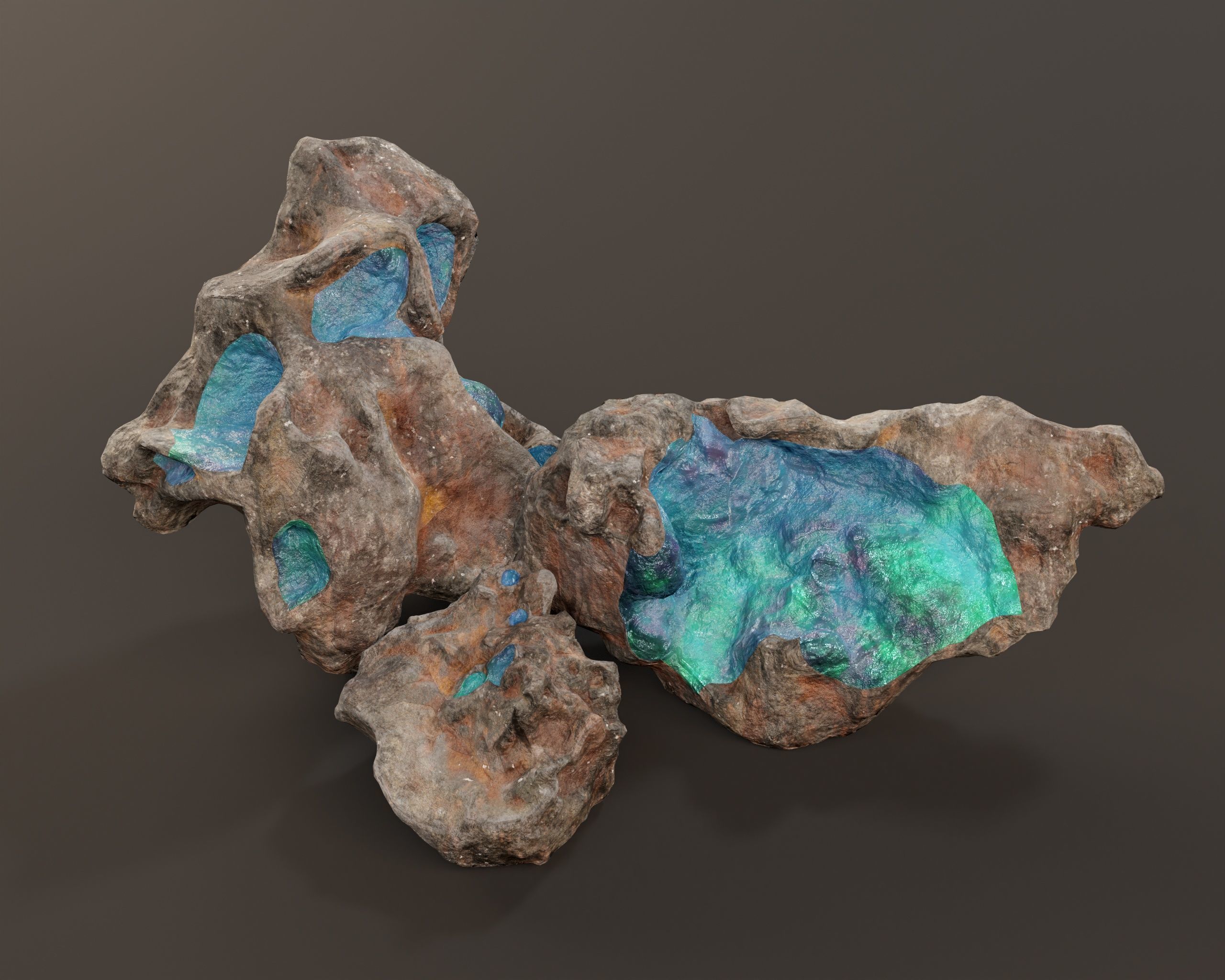 Raw Ore Mineral Deposit - 7 Color Variations Low-poly 3D model_16