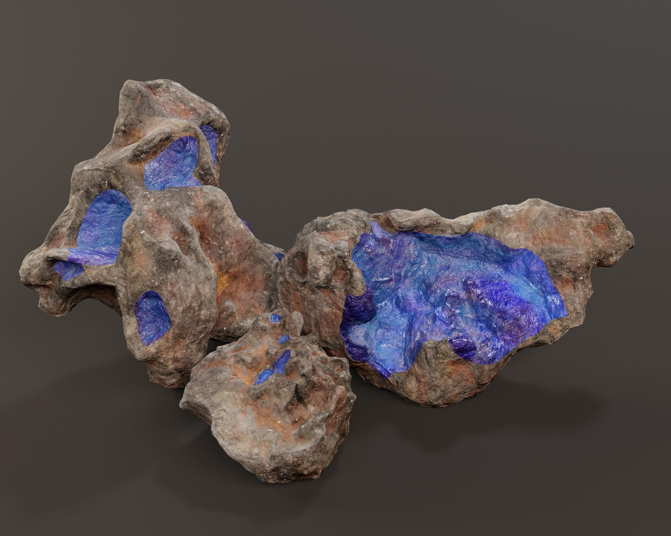 Raw Ore Mineral Deposit - 7 Color Variations Low-poly 3D model_6
