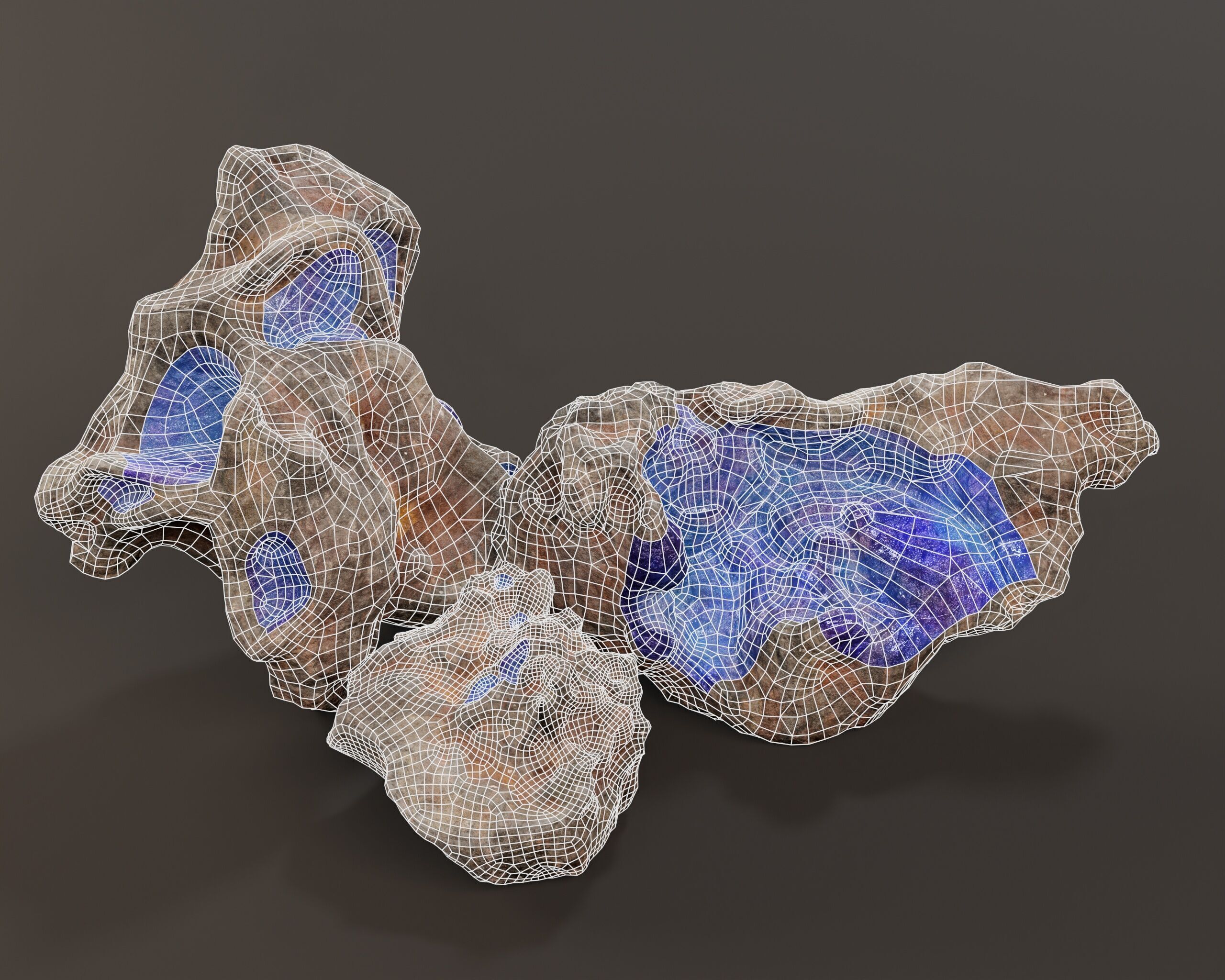 Raw Ore Mineral Deposit - 7 Color Variations Low-poly 3D model_7