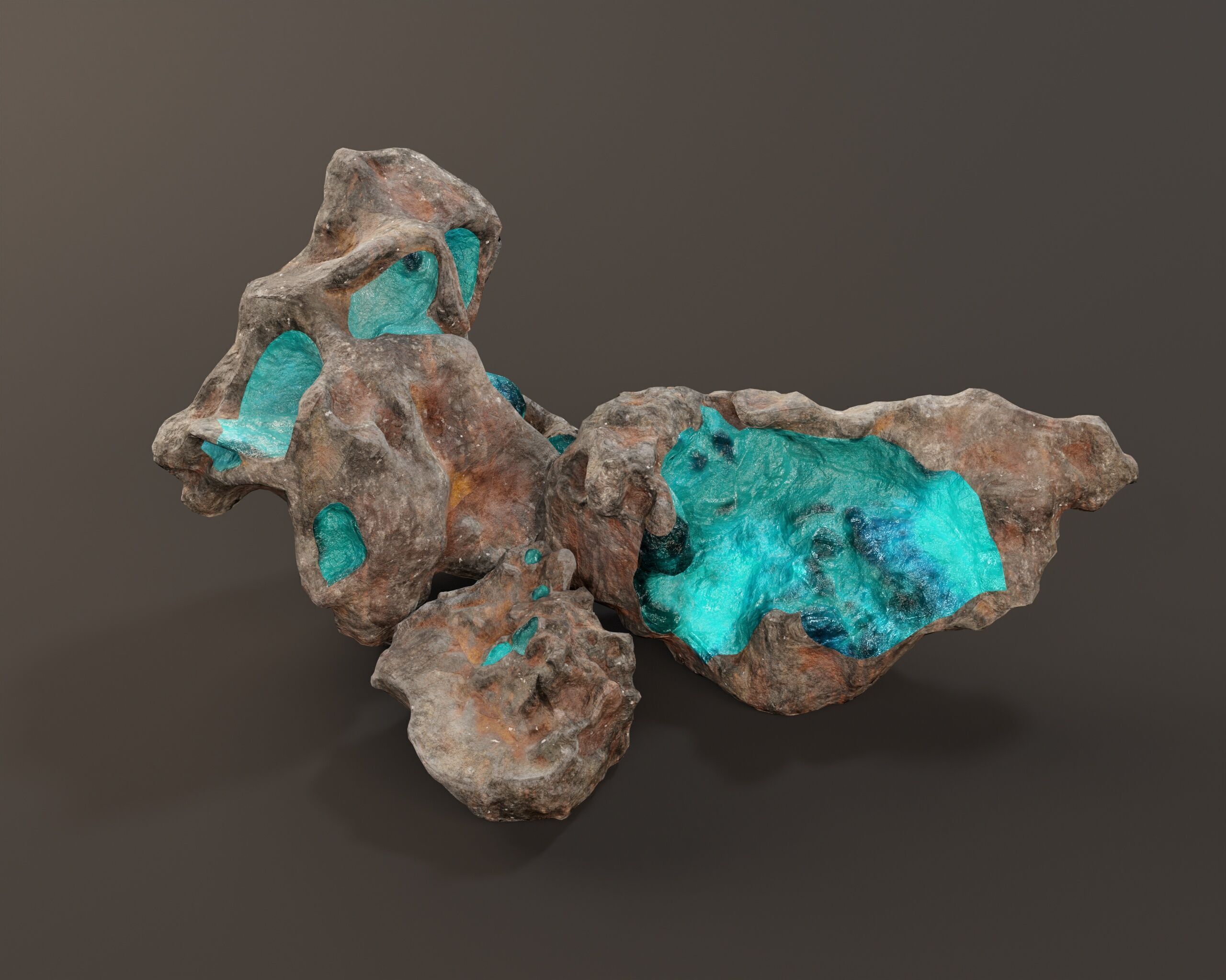 Raw Ore Mineral Deposit - 7 Color Variations Low-poly 3D model_18