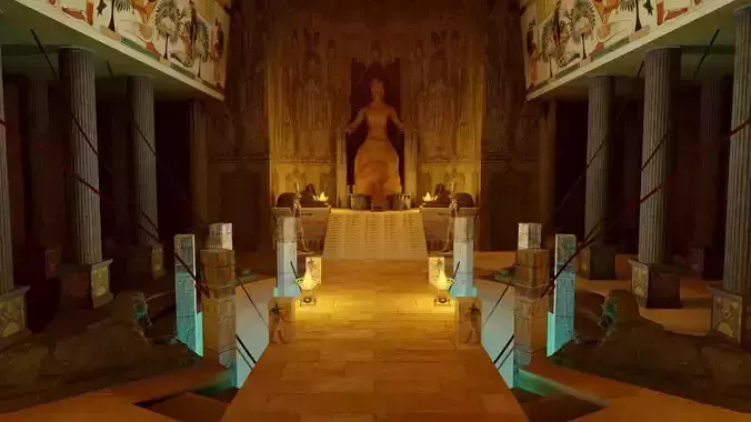Queen Throne Room of  Ancient Egyptian Hall with Sacred Bridge