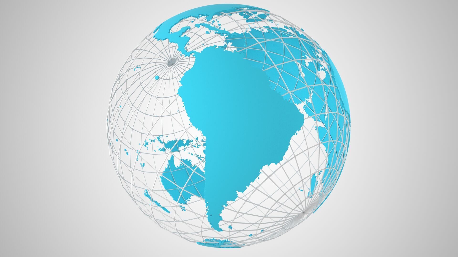 Globe News Skeleton Cyan 3D model_1