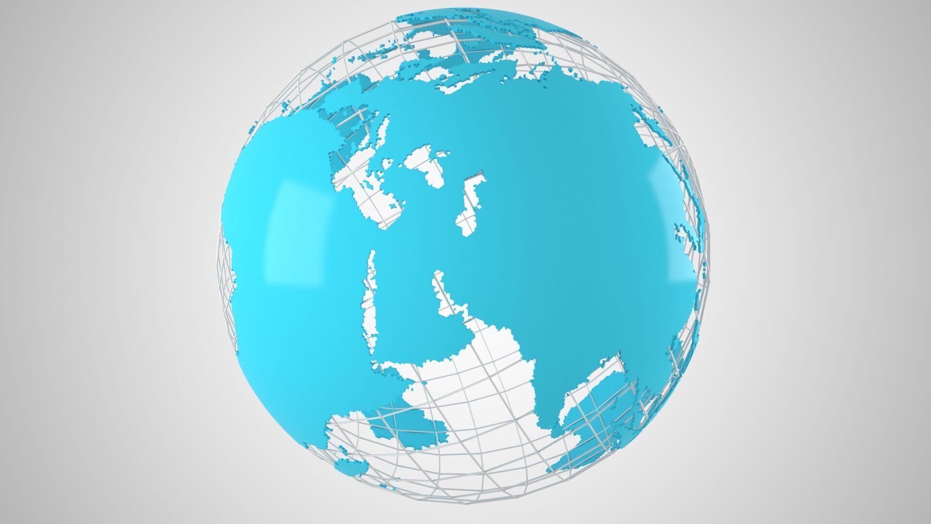 Globe News Skeleton Cyan 3D model_3