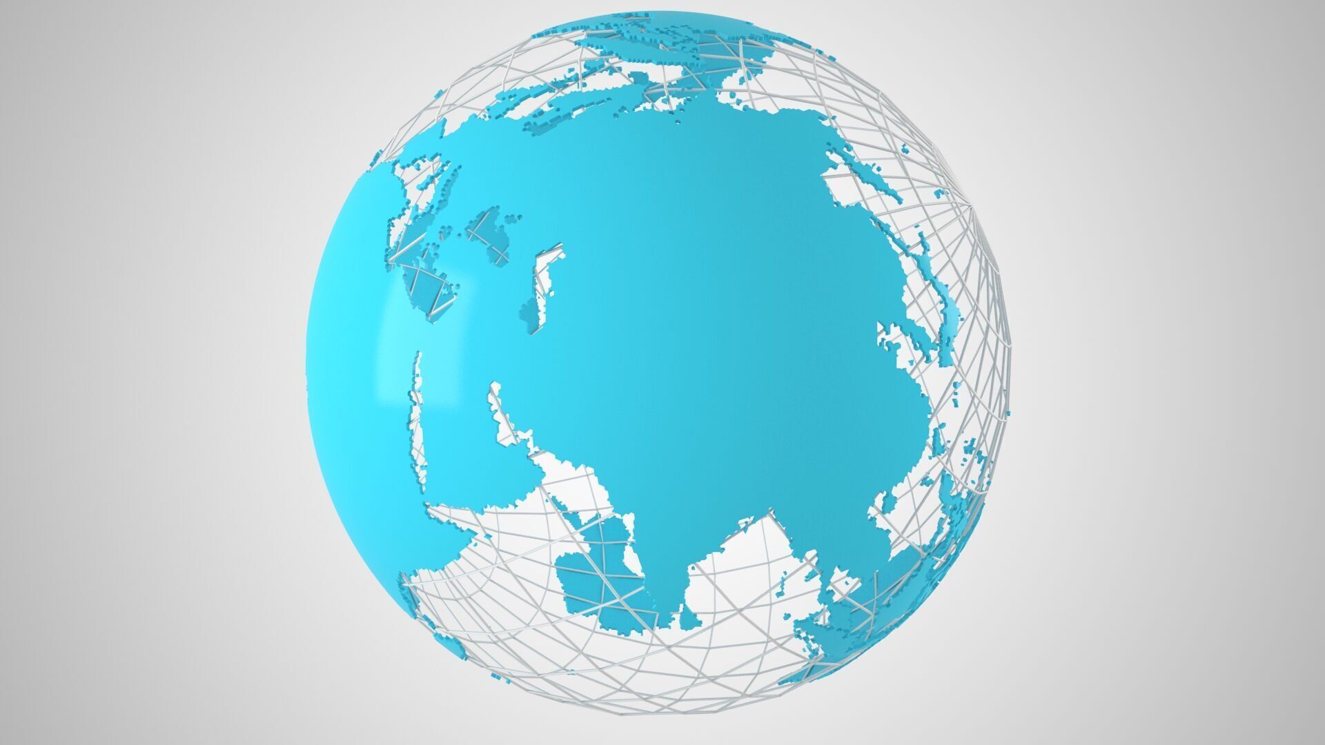 Globe News Skeleton Cyan 3D model_4