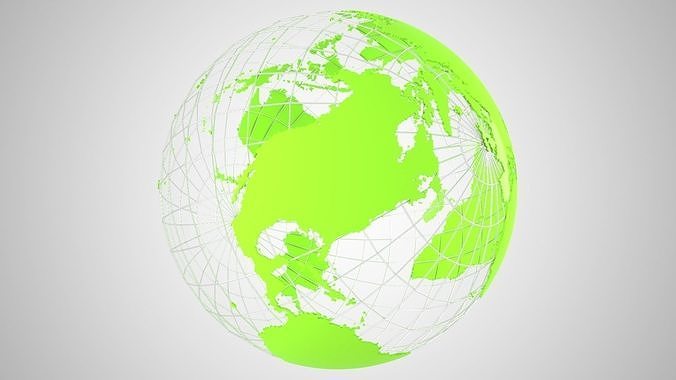Globe News Skeleton Bright Green 3D model