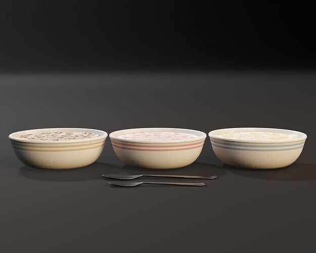 Cereal Bowl Set  Low-poly 3D model 5