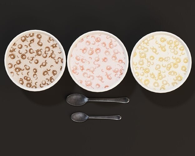 Cereal Bowl Set  Low-poly 3D model 7