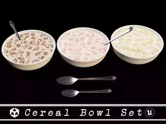 Cereal Bowl Set Low-poly 3D model