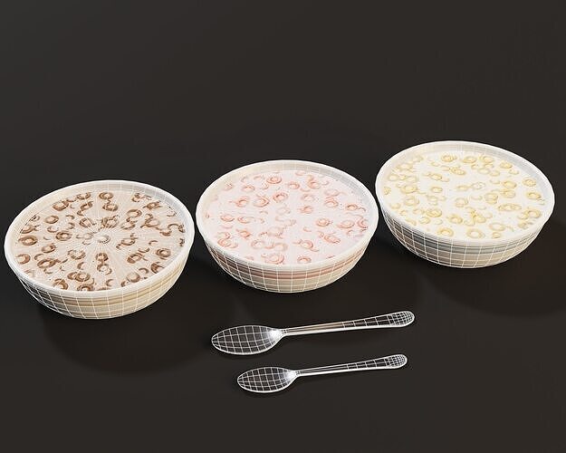 Cereal Bowl Set  Low-poly 3D model 3