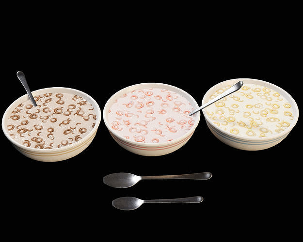 Cereal Bowl Set  Low-poly 3D model 4