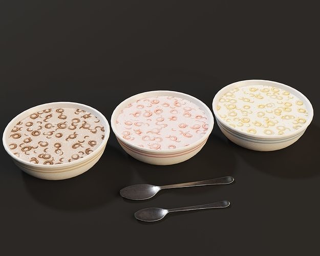 Cereal Bowl Set  Low-poly 3D model 2