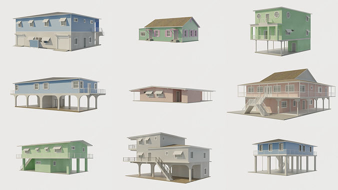 Florida House Collection 9 Low Poly Low-poly 3D model