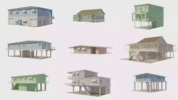 Florida House Collection 9 Low Poly
