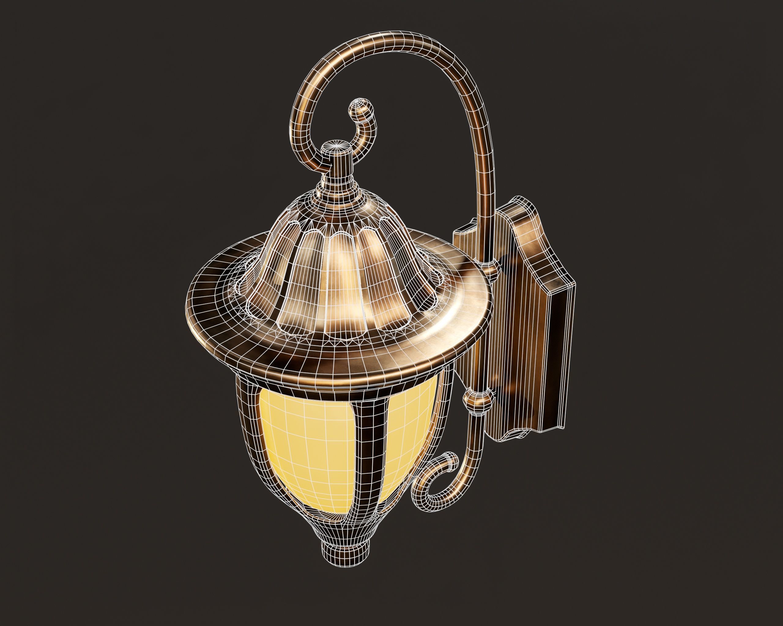 Vintage Wall Lamp Low-poly 3D model_13