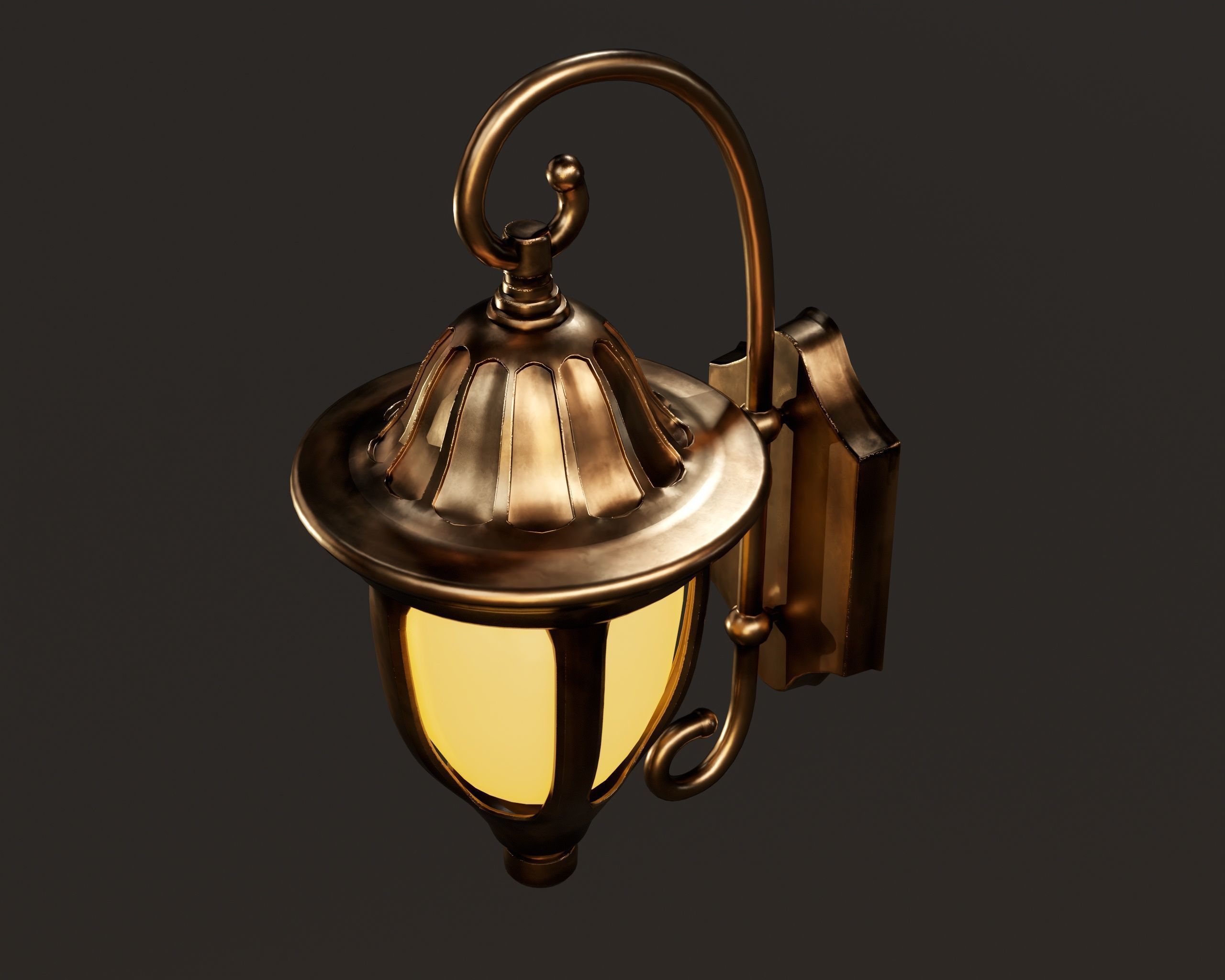 Vintage Wall Lamp Low-poly 3D model_12