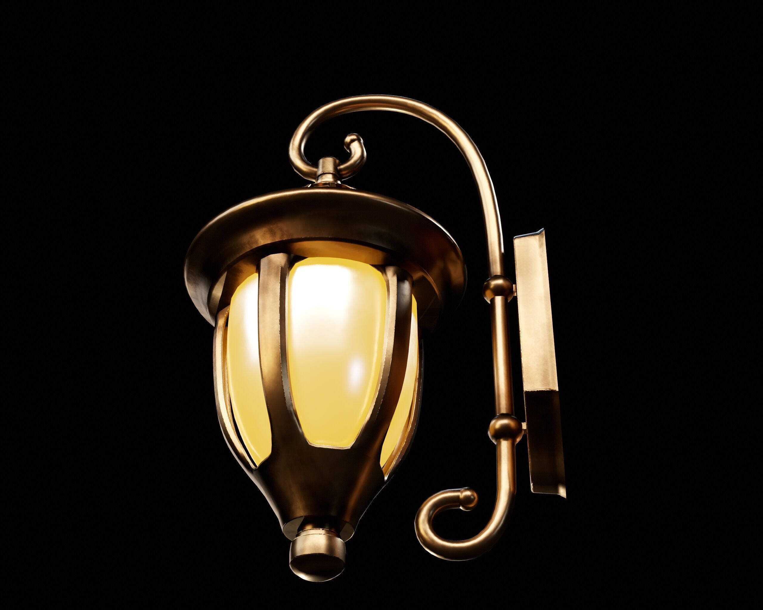 Vintage Wall Lamp Low-poly 3D model_14