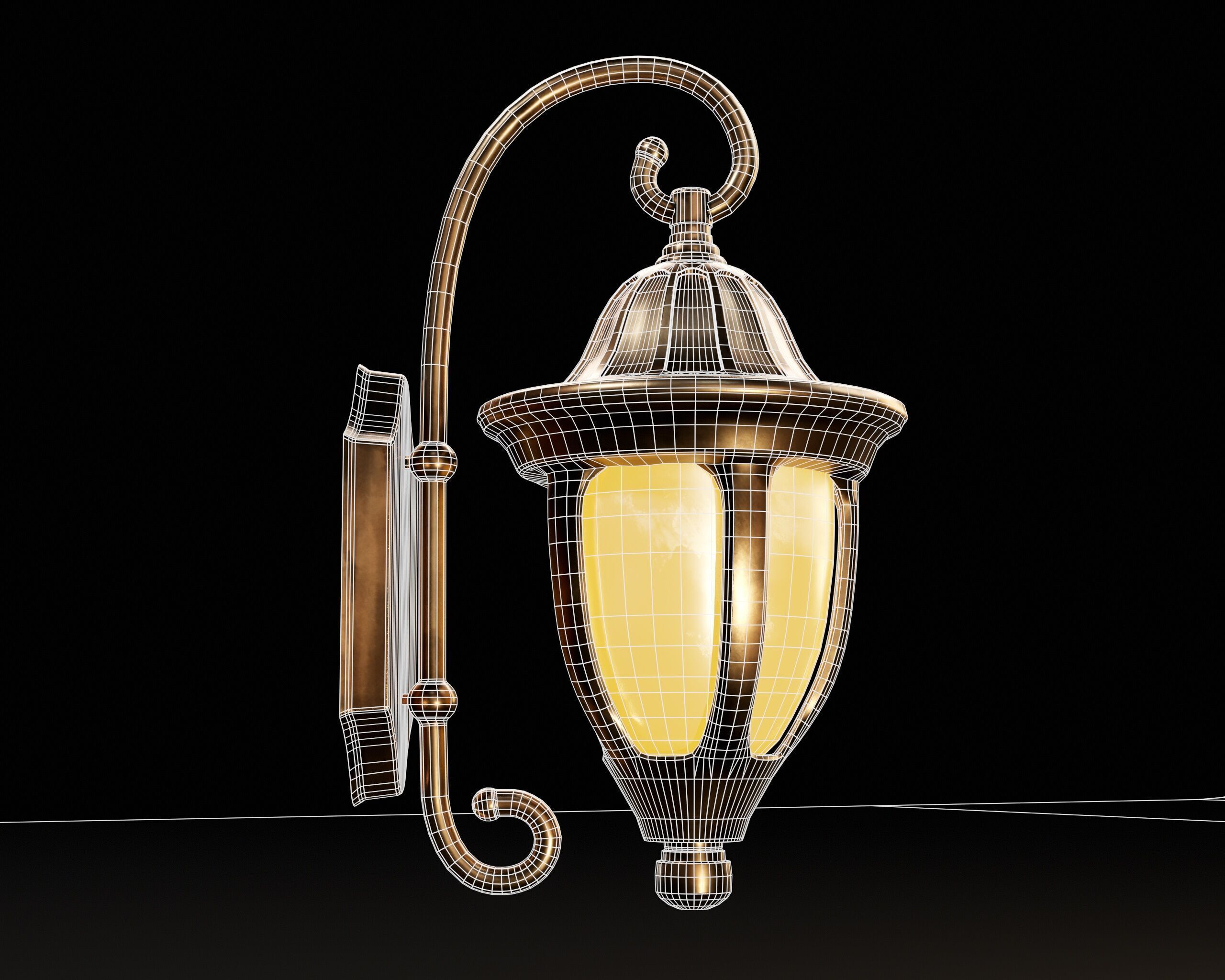 Vintage Wall Lamp Low-poly 3D model_5