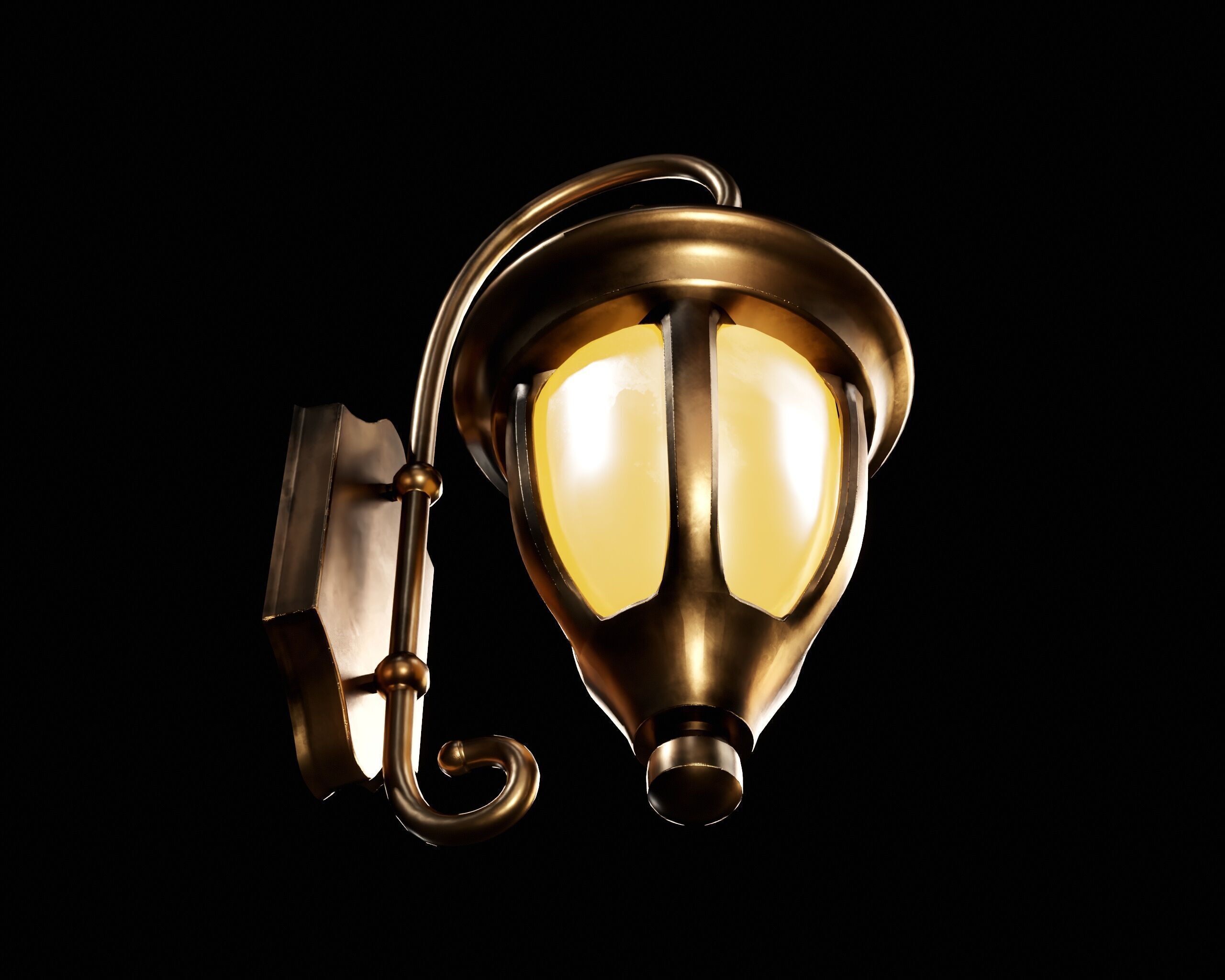 Vintage Wall Lamp Low-poly 3D model_6