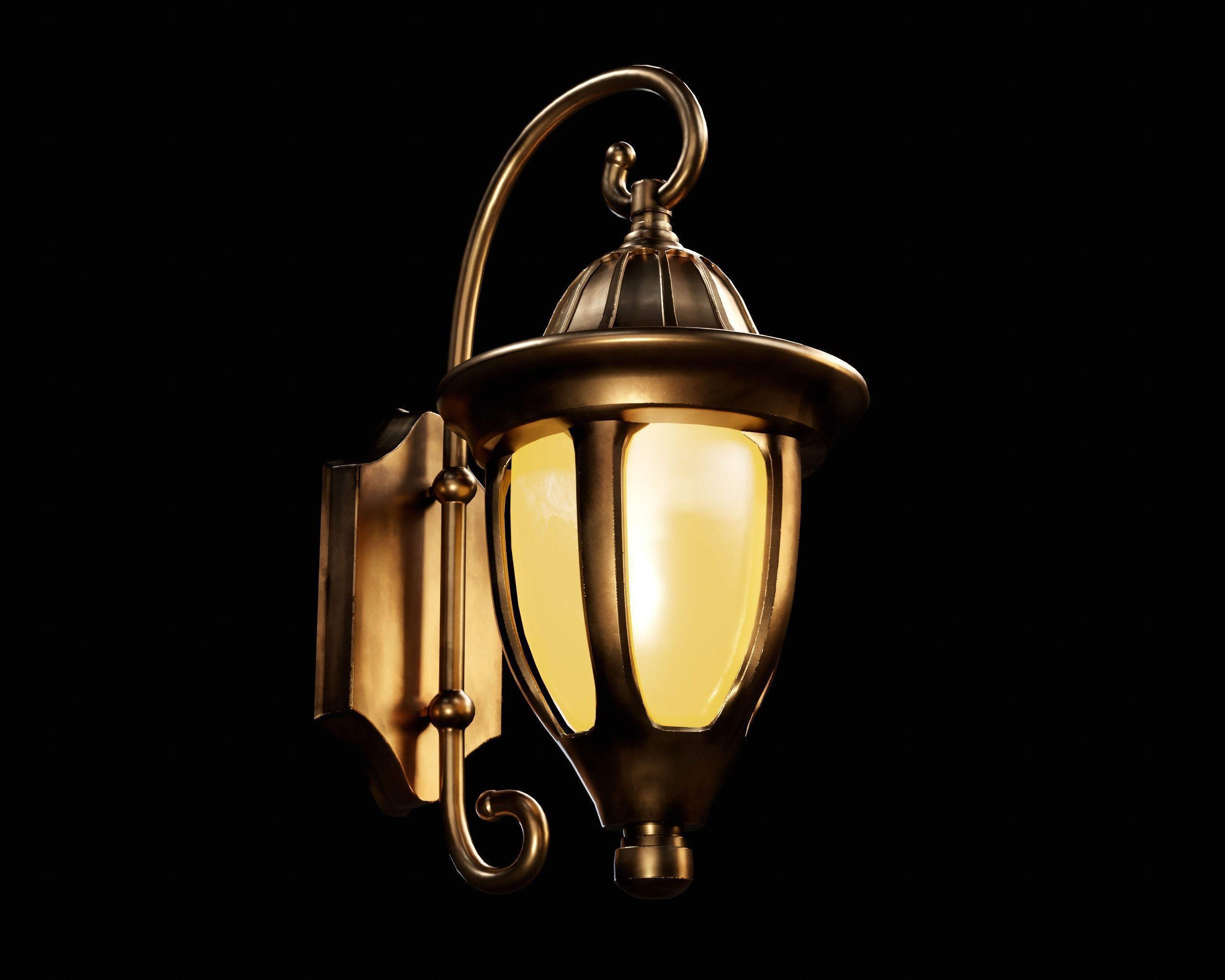 Vintage Wall Lamp Low-poly 3D model_2