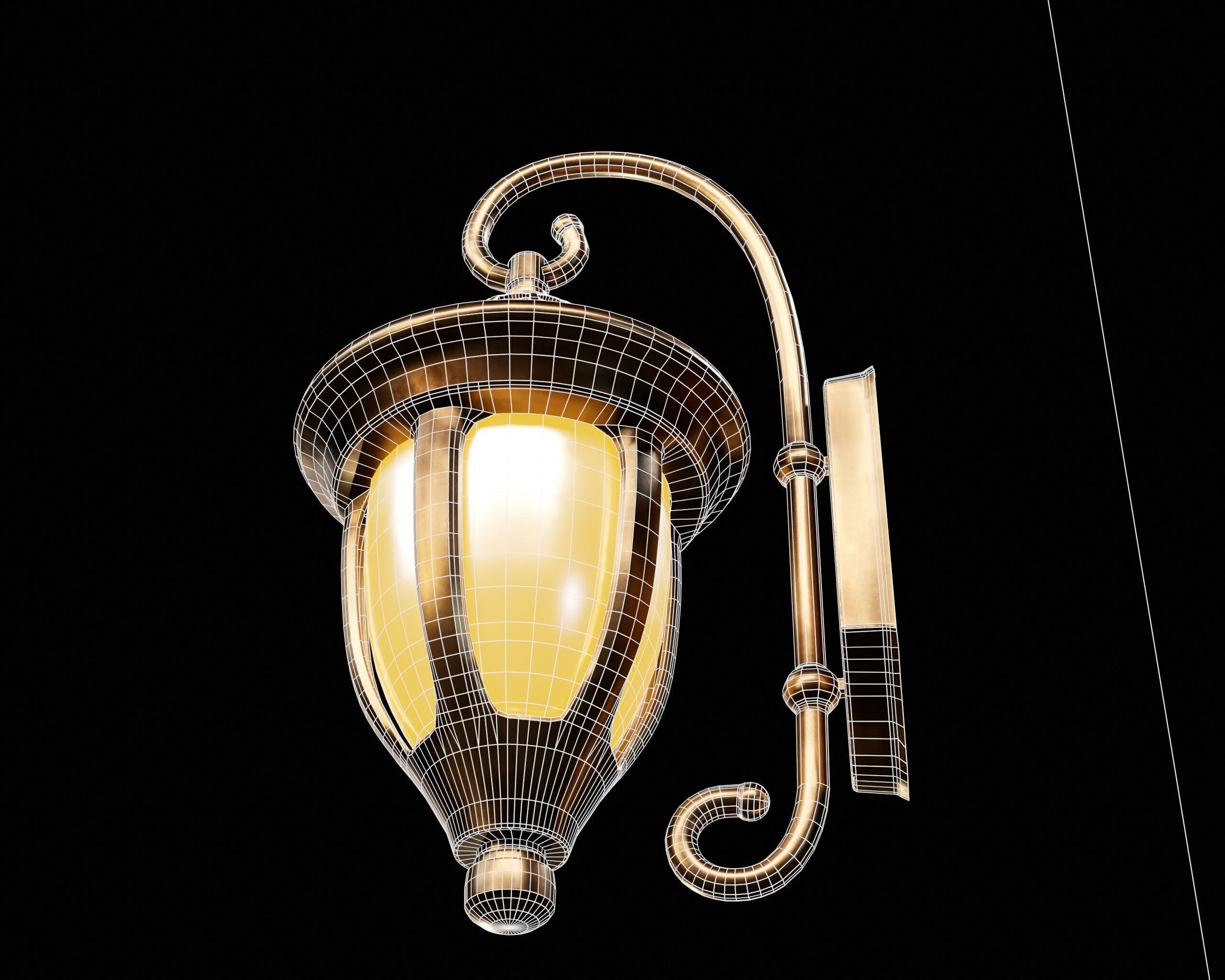 Vintage Wall Lamp Low-poly 3D model_15