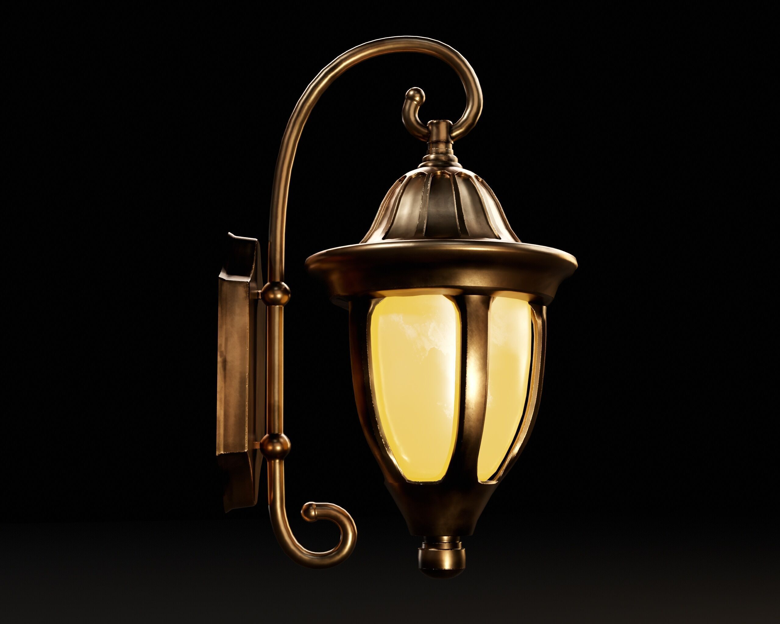Vintage Wall Lamp Low-poly 3D model_4
