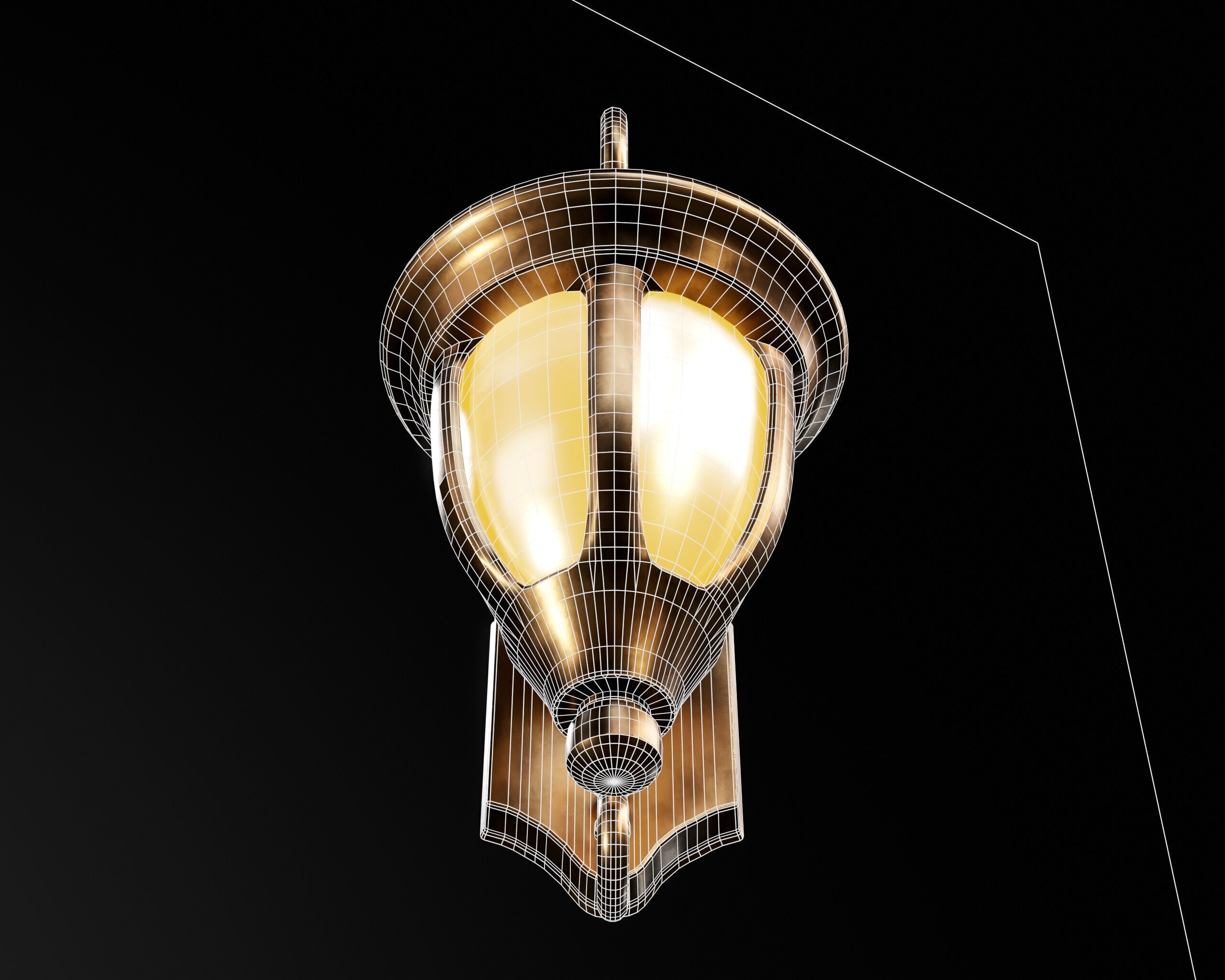 Vintage Wall Lamp Low-poly 3D model_9