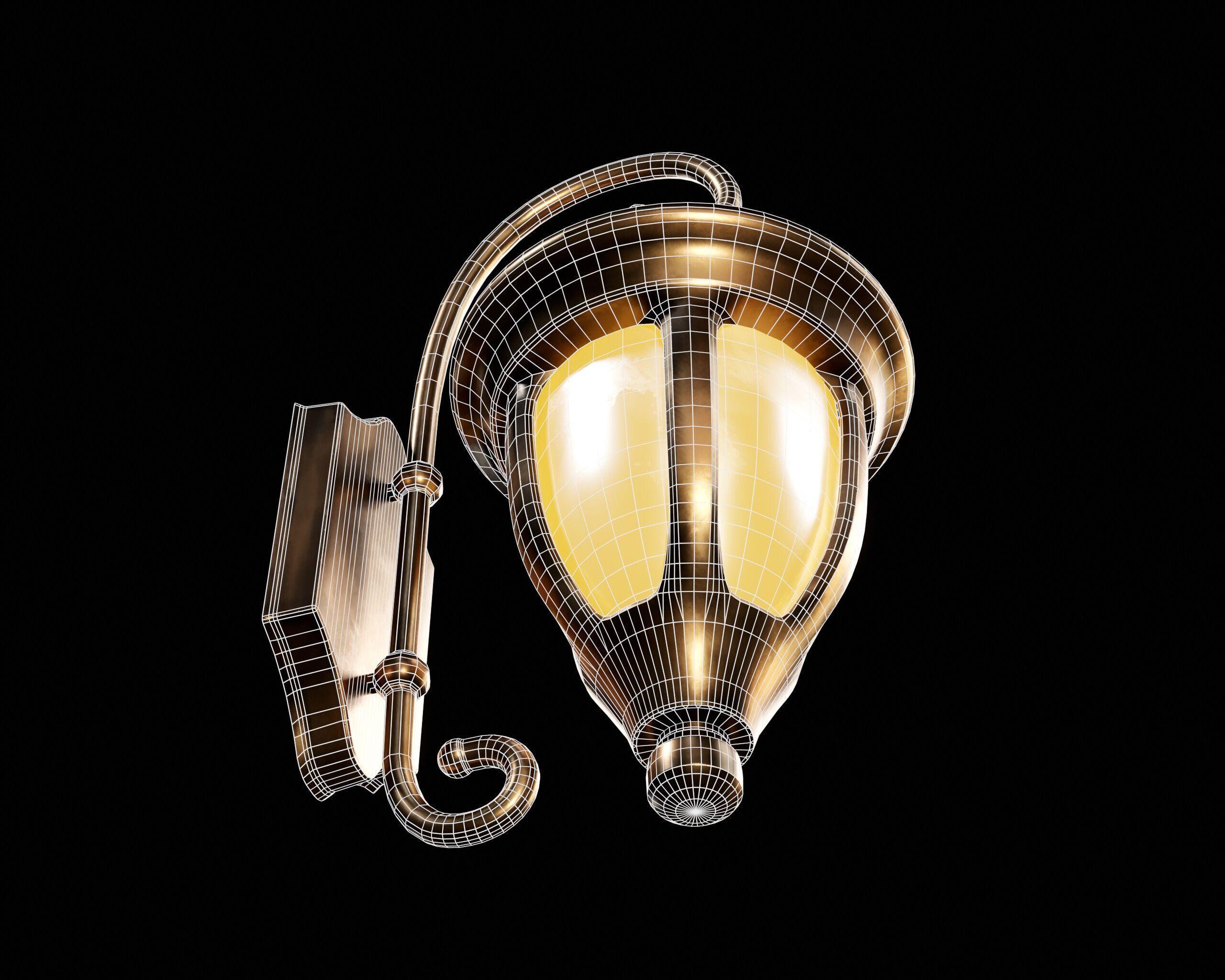 Vintage Wall Lamp Low-poly 3D model_7