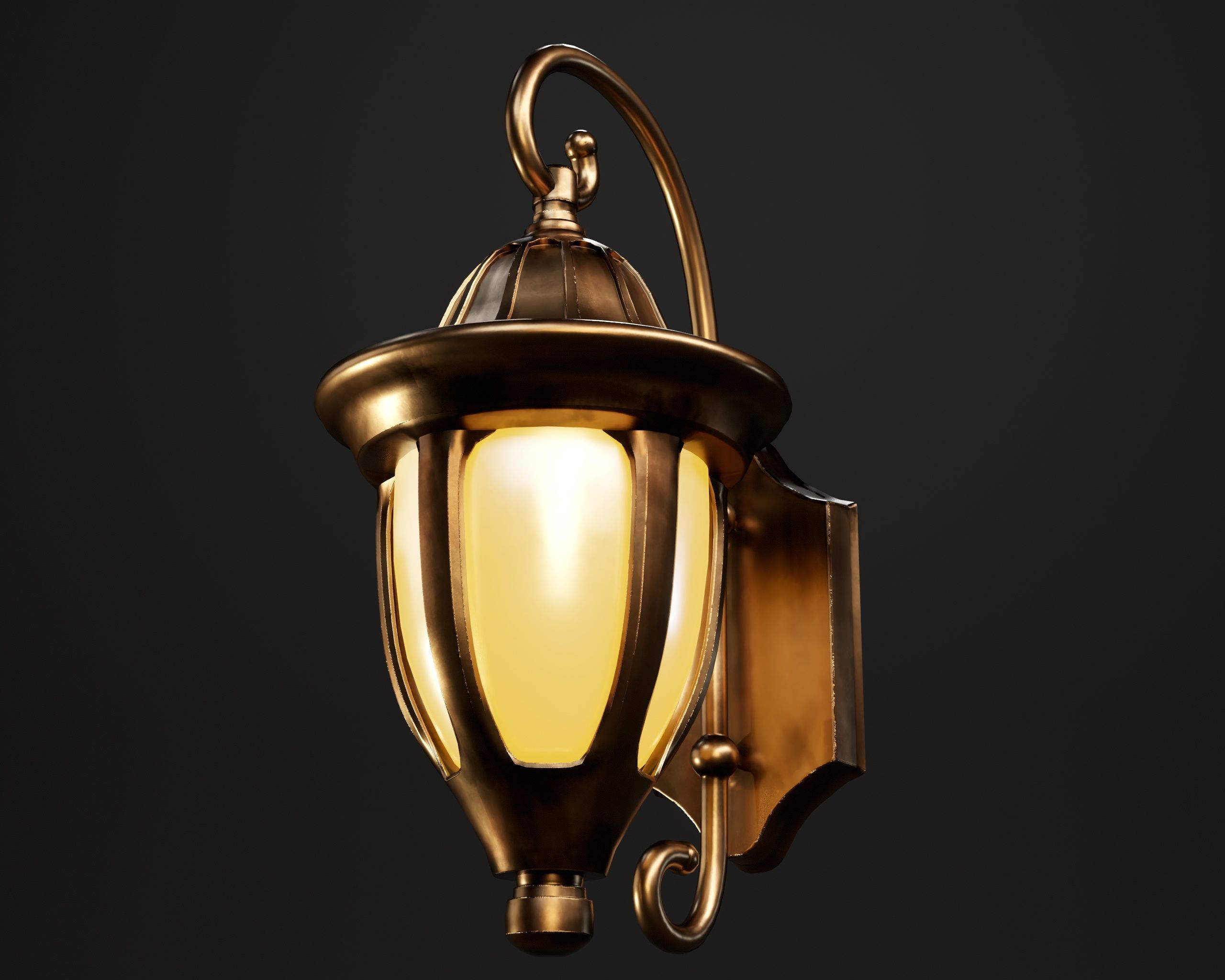 Vintage Wall Lamp Low-poly 3D model_10