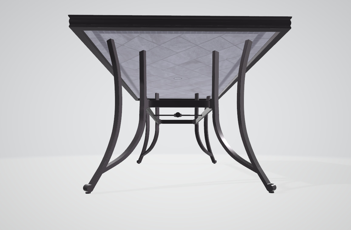 Rectangular Aluminum Dining Table for 6 People 3D model_2