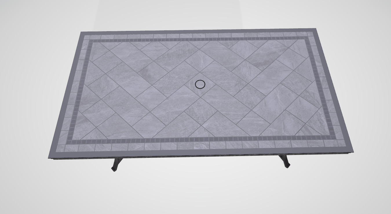 Rectangular Aluminum Dining Table for 6 People 3D model_1