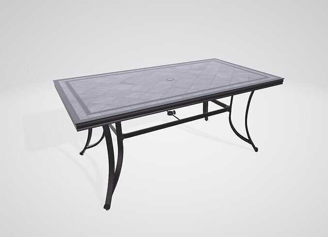 Rectangular Aluminum Dining Table for 6 People 3D model