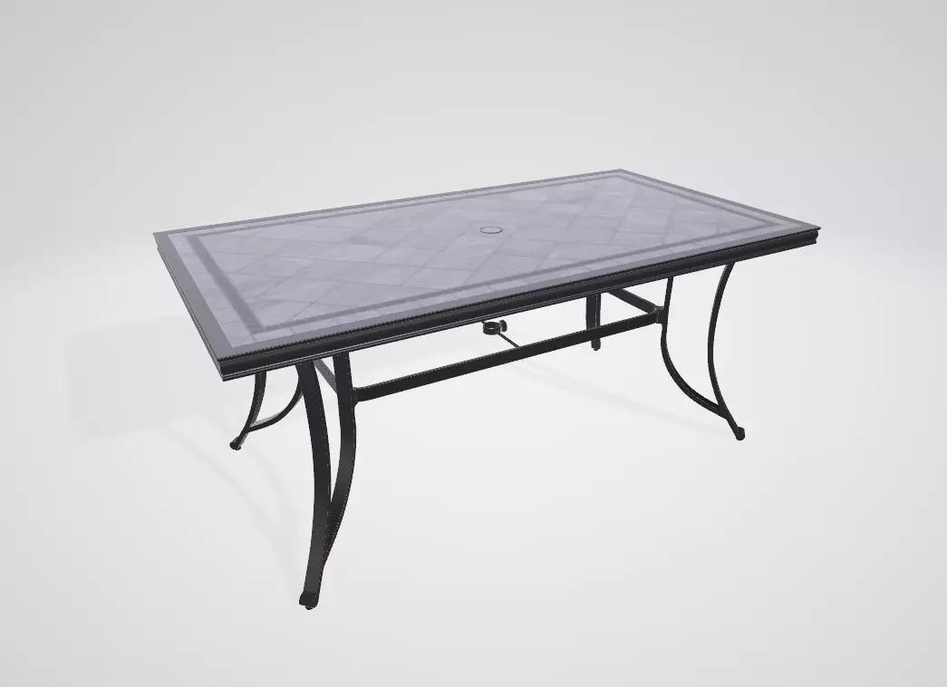 Rectangular Aluminum Dining Table for 6 People 3D model_0