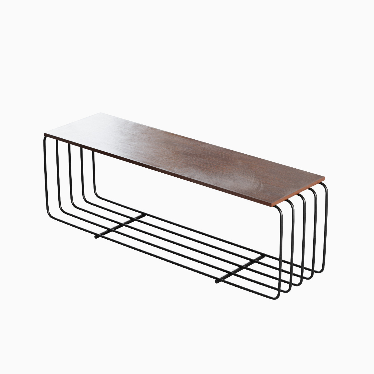 Fence Bench 01 Low-poly 3D model_5