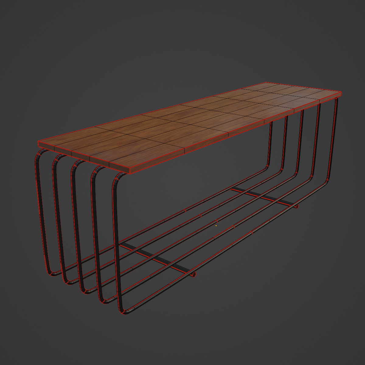 Fence Bench 01 Low-poly 3D model_7