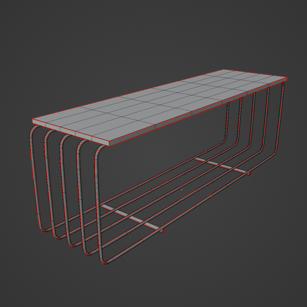 Fence Bench 01 Low-poly 3D model_9